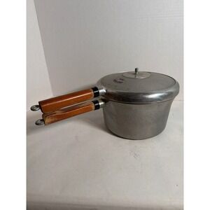 Vintage Presto Pressure Cooker 4 Qt Model 40 Cast Aluminum Wood Handles 46-6